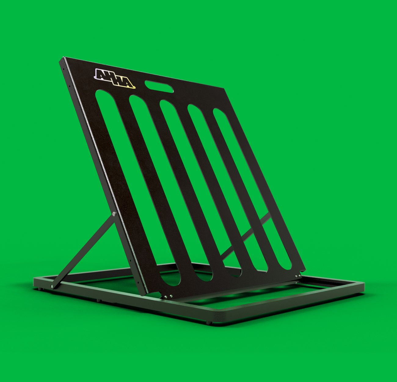 AHHA Toaster portable bike rack in Classic Black, popped open with five tire slots, a fold-flat stand for 1 to 5 bikes