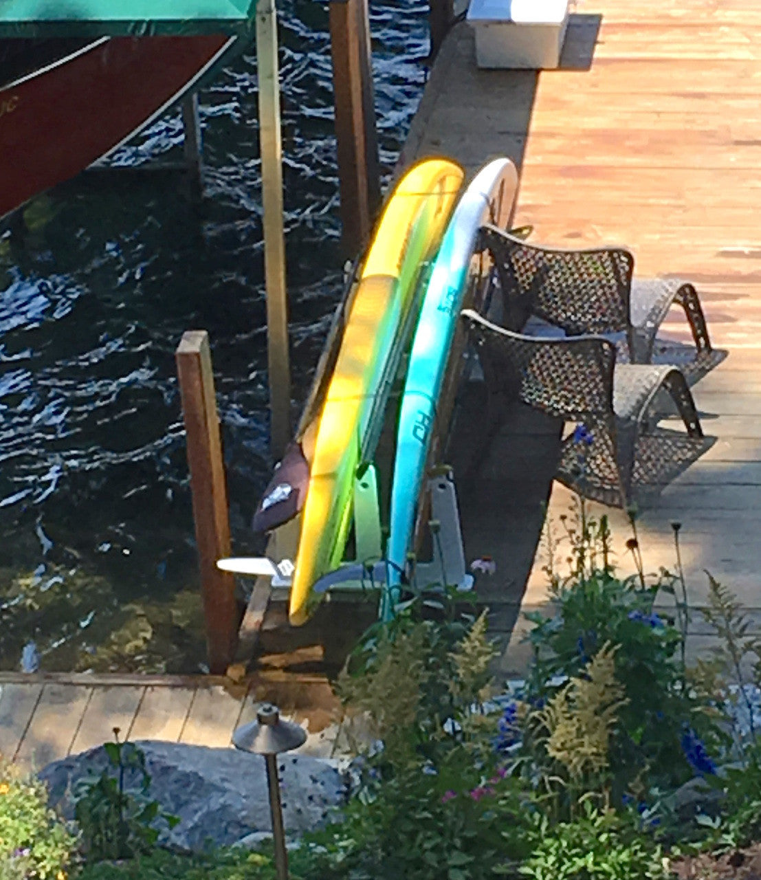 double touring sup rack outdoors dock